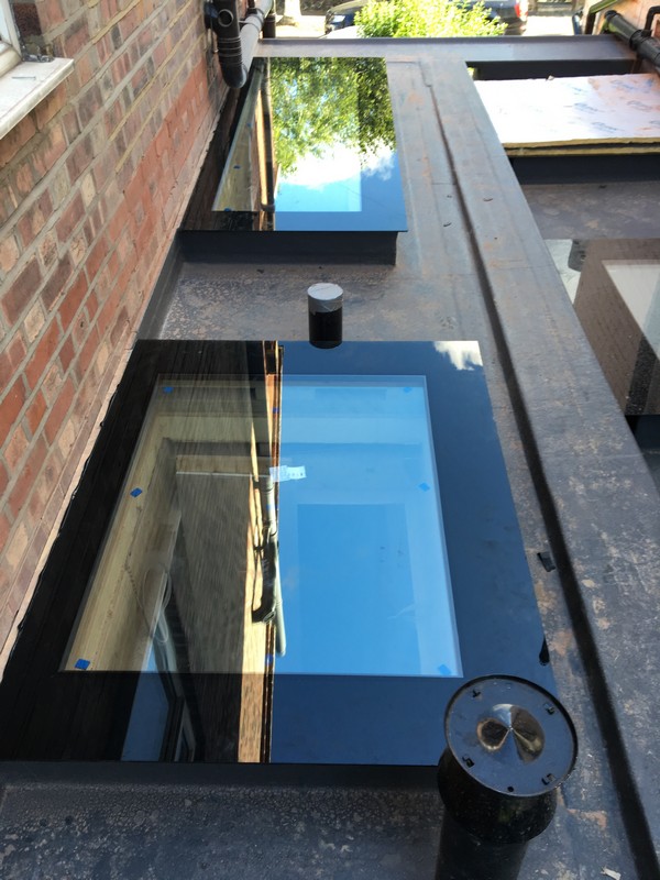 Multiple flat roof skylights on extension in Camden Town